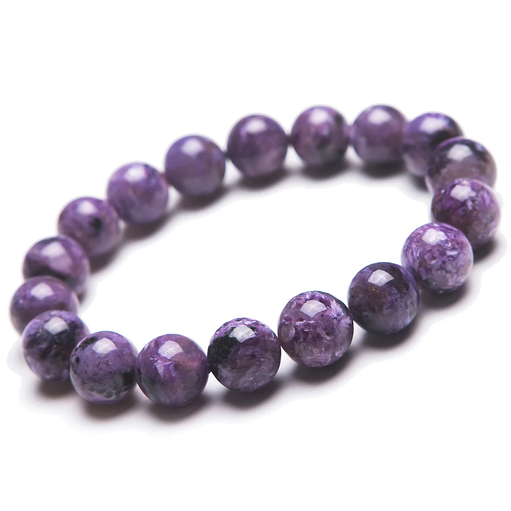 

Real Natural Purple Charoite Fashion Gemstone Women Men Round Beads Bracelet 11mm Russian Healing Stone AAAAA