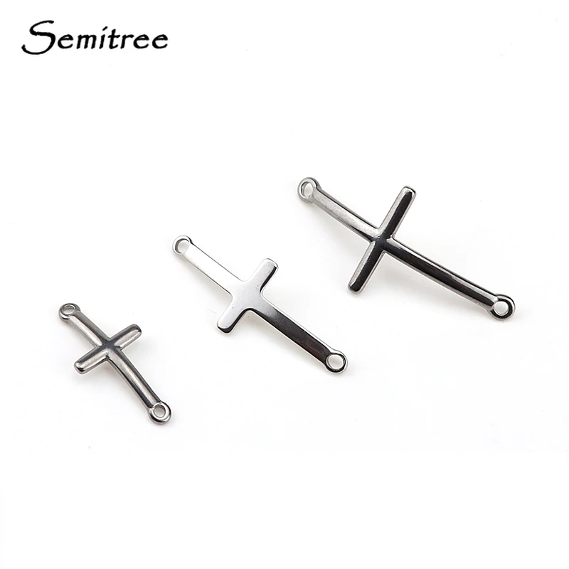 

Semitree 5pcs Stainless Steel Cross Charms Connectors for DIY Jewelry Bracelet Connector Accessories Findings Crafts Supplies