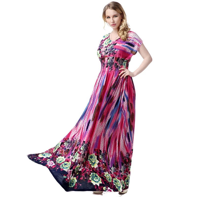 Новинка большие размеры богемные женские платья макси Vestidos цветочный принт