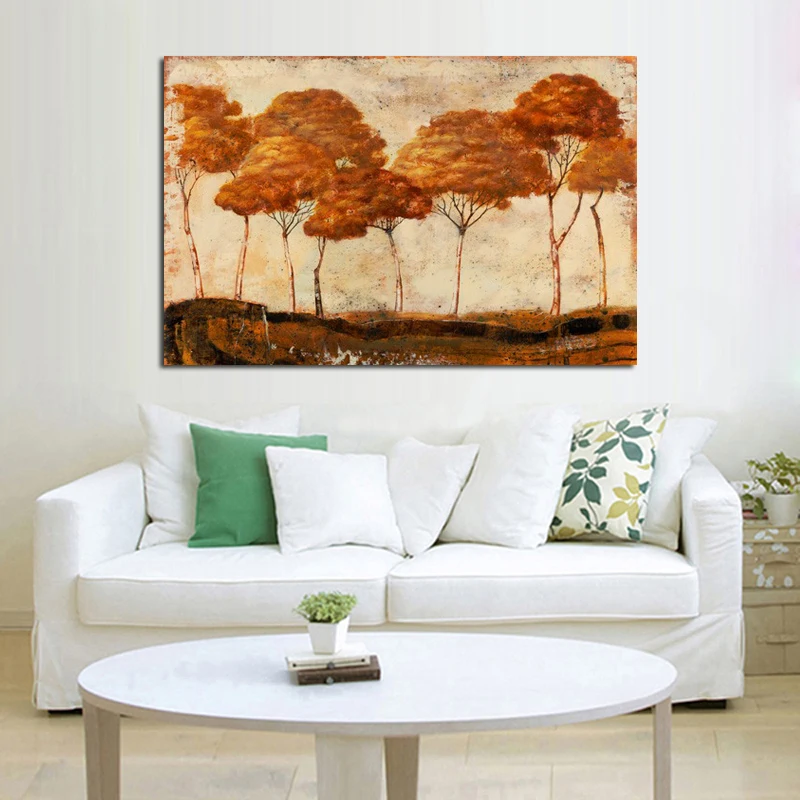 

Modern Abstract Wall Stickers Autumn Tree Oil Painting On Canvas Handpainted Scenery Pictures for Home Decor