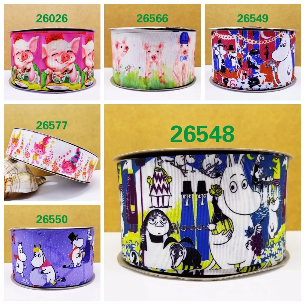 

Free shipping 50 yard per size cartoon ribbon printed grosgrain ribbon 26577