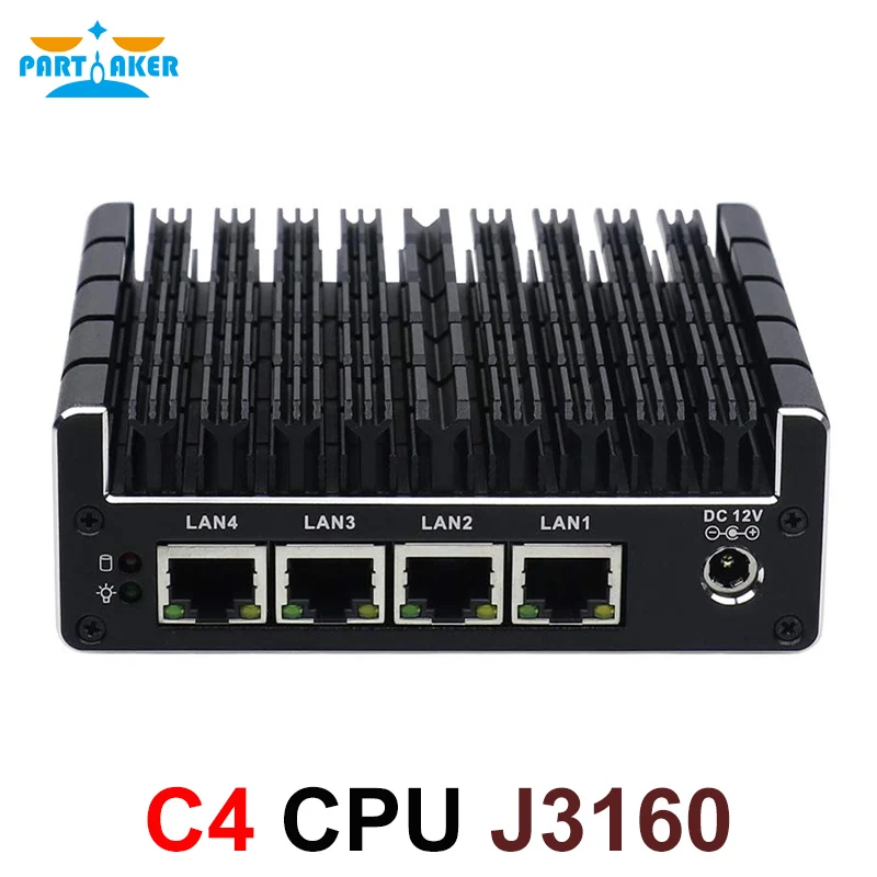 Fanless Mini PC Support AES-NI Firewall PFsense Intel Celeron J3060 J3160 with 4*LAN 1*COM 2*HDMI 2*USB3.0 win 7 Linux mini pc