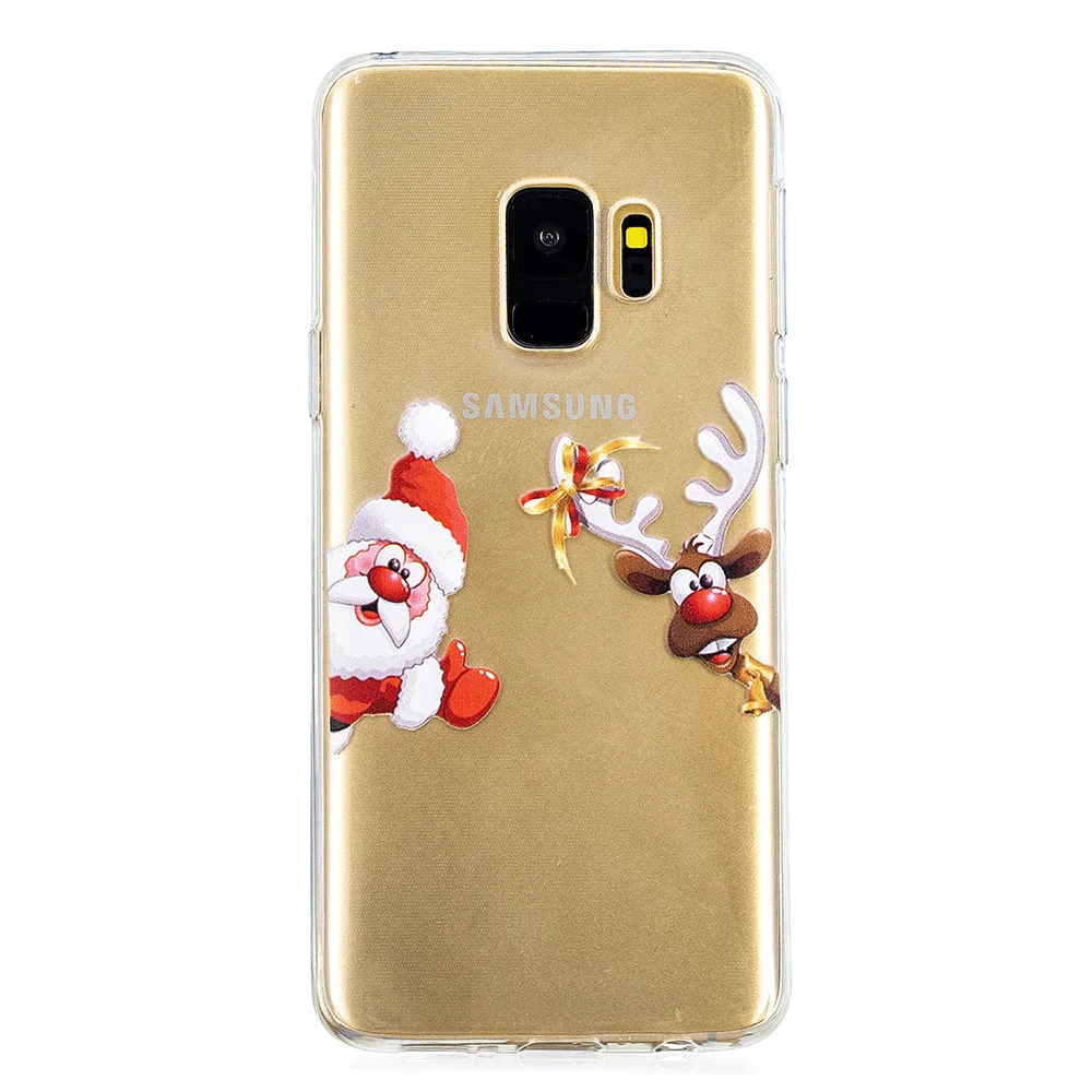 KSAM1002G_1_JONSNOW Phone Case For Samsung Galaxy S9 Cartoon Christmas Painted Clear Soft Cases