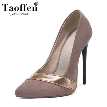 

Taoffen Simple Ladies Plus Size 34-48 Super High Heel Shoes Women Spring Party Wedding Club Pumps Office Ladies Thin Heel Shoes