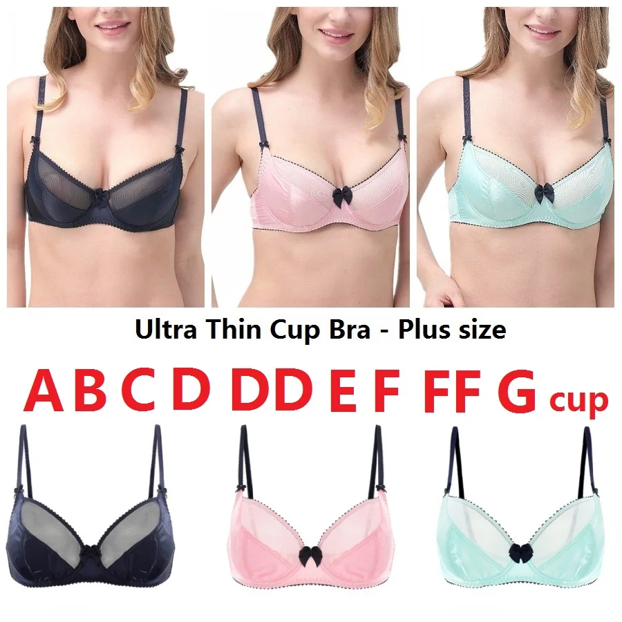 Women Sexy Soft Ultra Thin Plus Size Big Cup A B C D DD E F FF G Cup 
