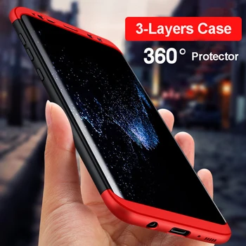 

100PCS/Lot Full-Body cover Protect Case for samsung galaxy s8 phone Cases for galaxy s8 plus 3-Layers Shell Luxury Free Shipping