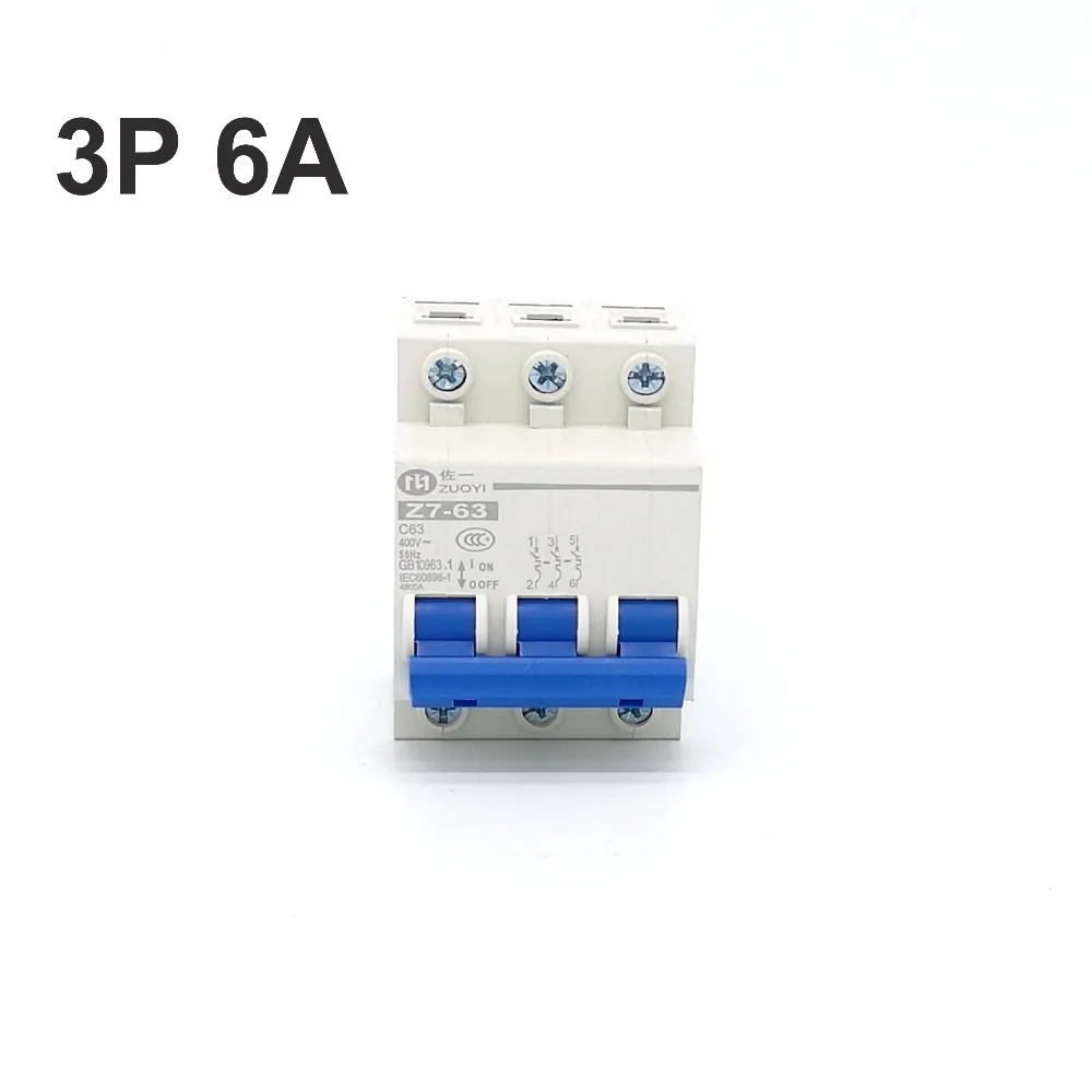 

3P 6A 400V~ 50HZ/60HZ Circuit breaker AC MCB safety breaker C type