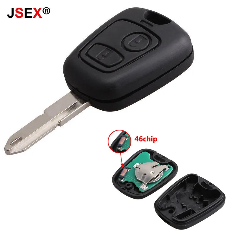 

2 Buttons Blade Remote Key Fob Controller For PEUGEOT 206 433MHZ With PCF7961 ID46 Transponder Chip Uncut Blade Fob