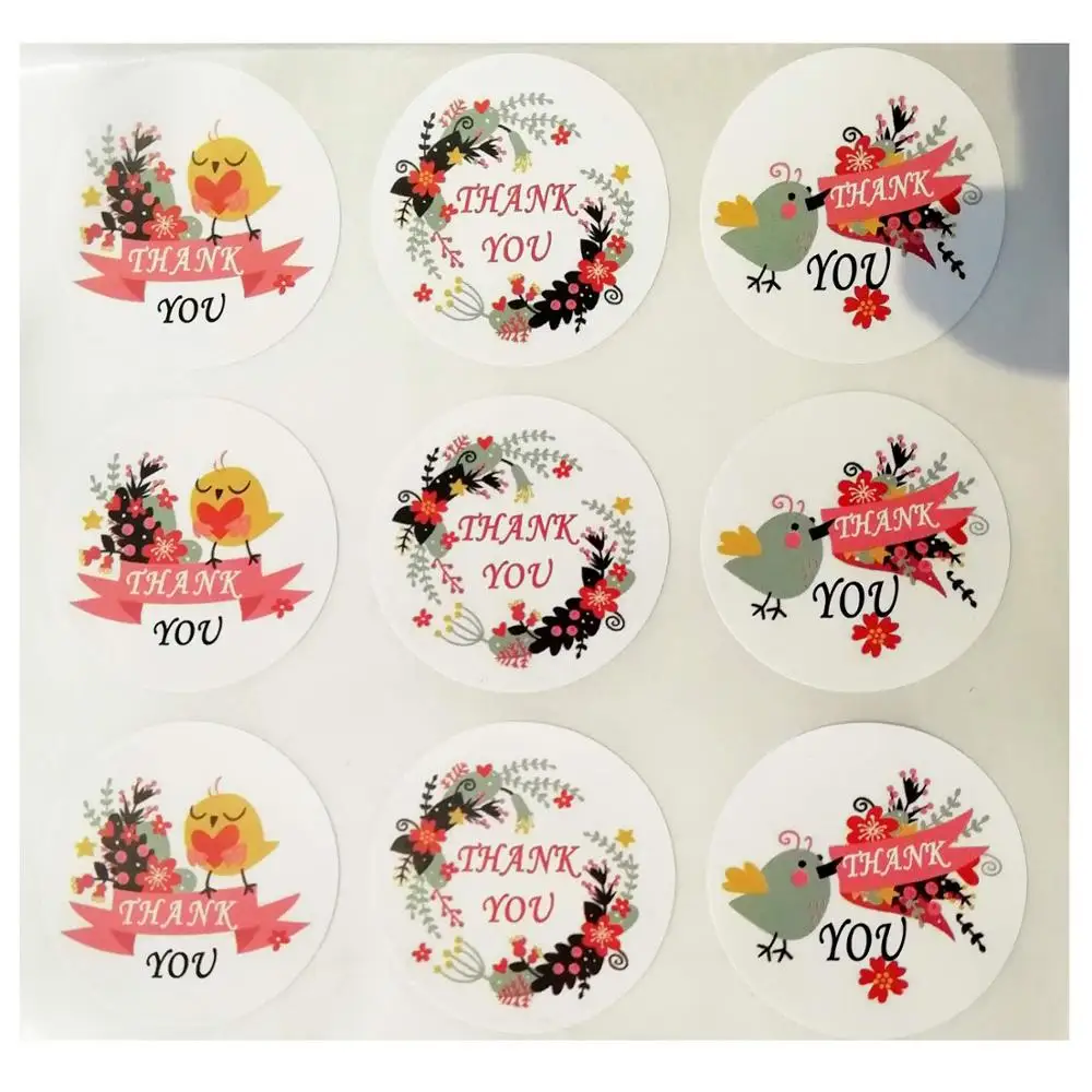 

New Trend 500 Thank You Stickers 1.2 Inch Bird and Floral Thanks Label and Baby Showers Wedding Favors -3 Designs for Your Party