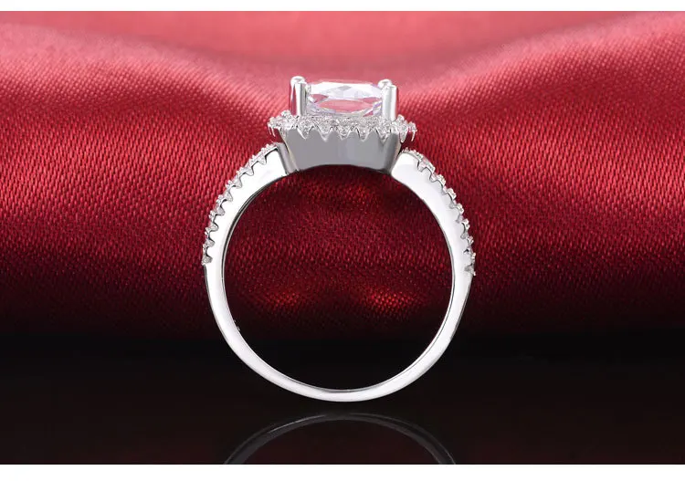 925 пробы Серебряная Подушка огранка Циркон ювелирный набор для свадьбы обручальное кольцо серьги гвоздики Розовый Рождественский подарок moonso J4639