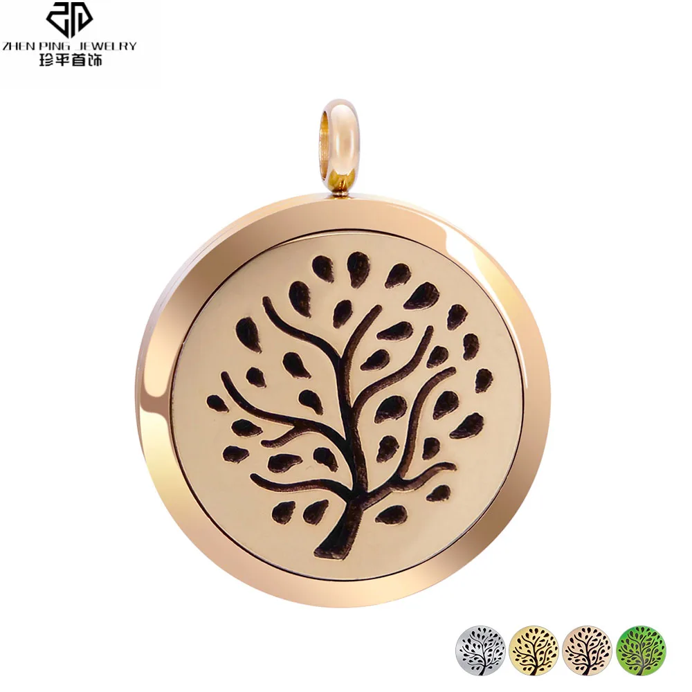 

Charm Tree Diffuser Pendant Stainless Steel Essential Oil Diffuser Necklace Men Women Magnetic Perfume Locket