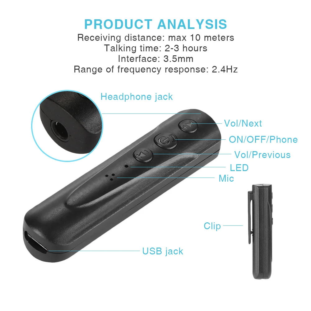 Bluetooth 4 1 адаптер приемника 3 5 мм AUX аудио беспроводной стерео громкой связи