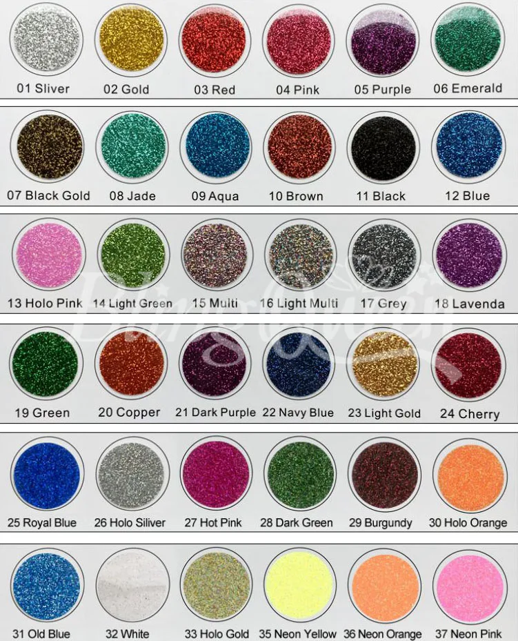 Glitter Film Color Chart
