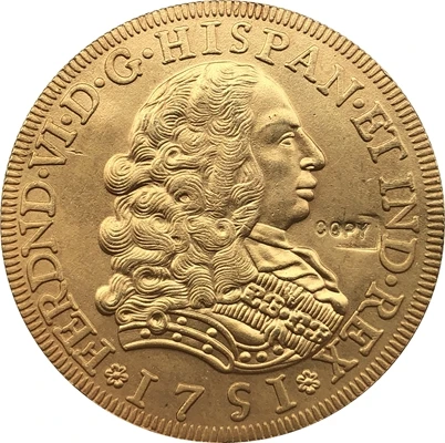 Португалия 1751 8 Escudos Ferdinand VI копия монеты 37 мм | Дом и сад