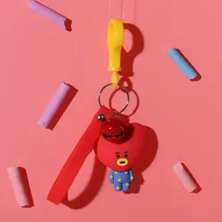 SIRENXI 1 шт. Kpop моды BTS BT21 мультфильм Силиконовые сеть акриловый брелок сумка Подвеска TATA COOKY Манг аксессуары Новинка игрушки