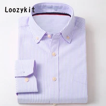 LOOZYKIT мужские формальные рубашки французская запонка платье рубашки модный стиль решетки с длинным рукавом полосатая цветная рубашка