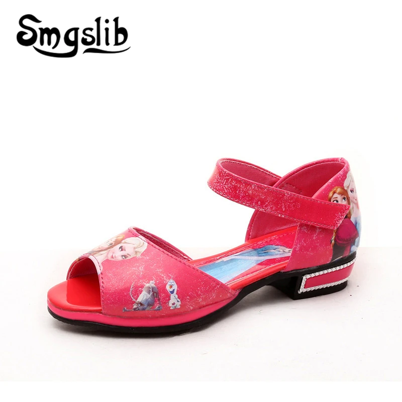 

Girls Sandals Kids Printing Leather Shoes 2019 Summer Children Elsa Sandals Baby Shoes Flat Princess Kids Casual Shoes