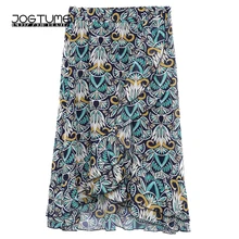 Летние юбки, Женская винтажная Асимметричная шифоновая юбка с цветочным принтом, Женская облегающая Милая юбка миди размера плюс, женская черная зеленая юбка