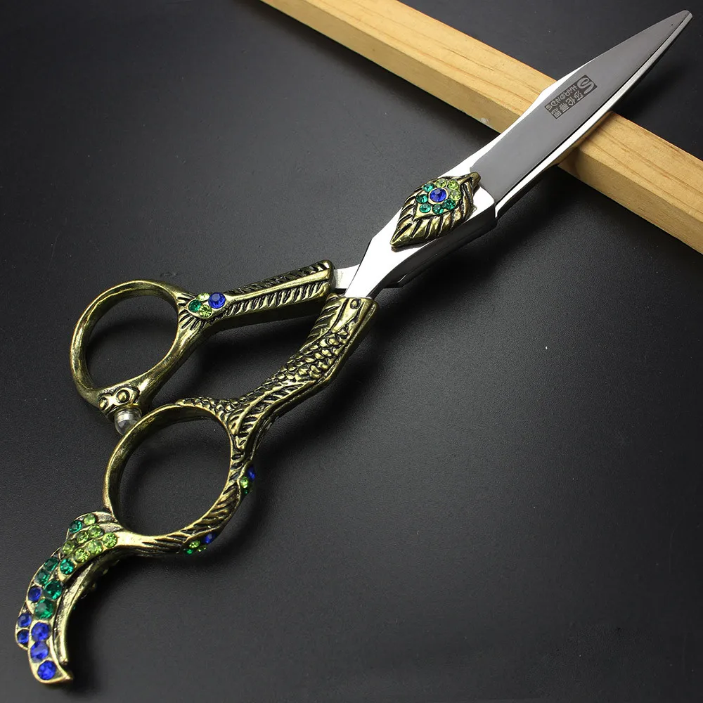 Sharonds Japan 440c Профессиональные Парикмахерские ножницы Fit 6 с ручкой Павлина Ножницы Для Стрижки Парикмахерские ножницы для прореживания ножницы