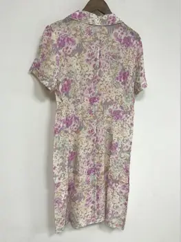 

Women Single Breasted Notched Neck Mini Dress Prairie Chic Flower Print Single Pocket Dresses New