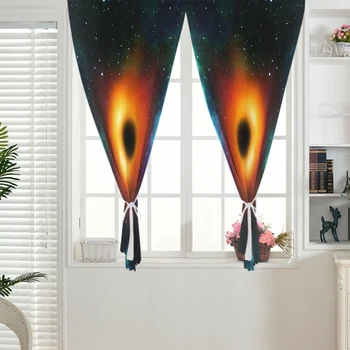 

Modern blackout curtains Punch-free Nylon Clasp High-shading Cosmic Black Hole Digital Printing Curtain for bedroom