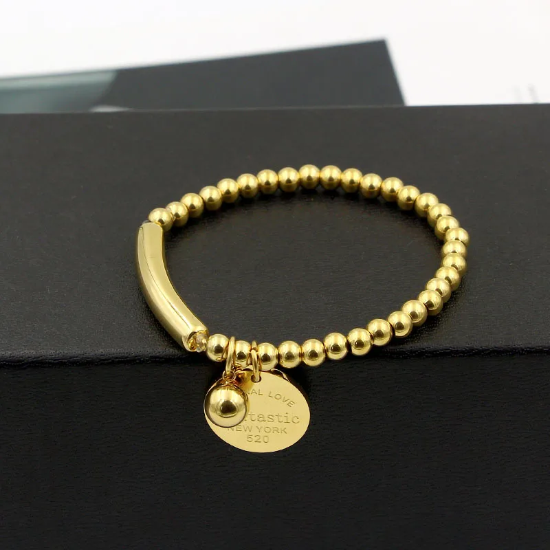 

Martick Europe Brand Round Beads Bracelets With Heart Pendant English letters Bracelets For Woman Jewelry B92