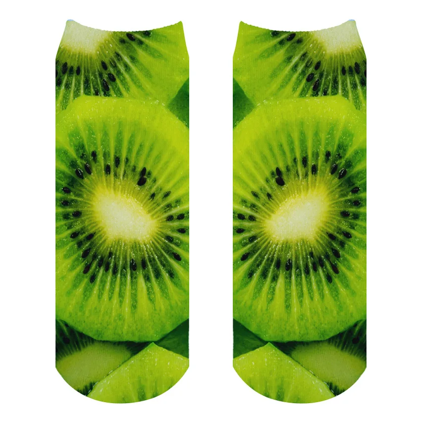 

RUNNING CHICK green kiwi 3d fruit print socks