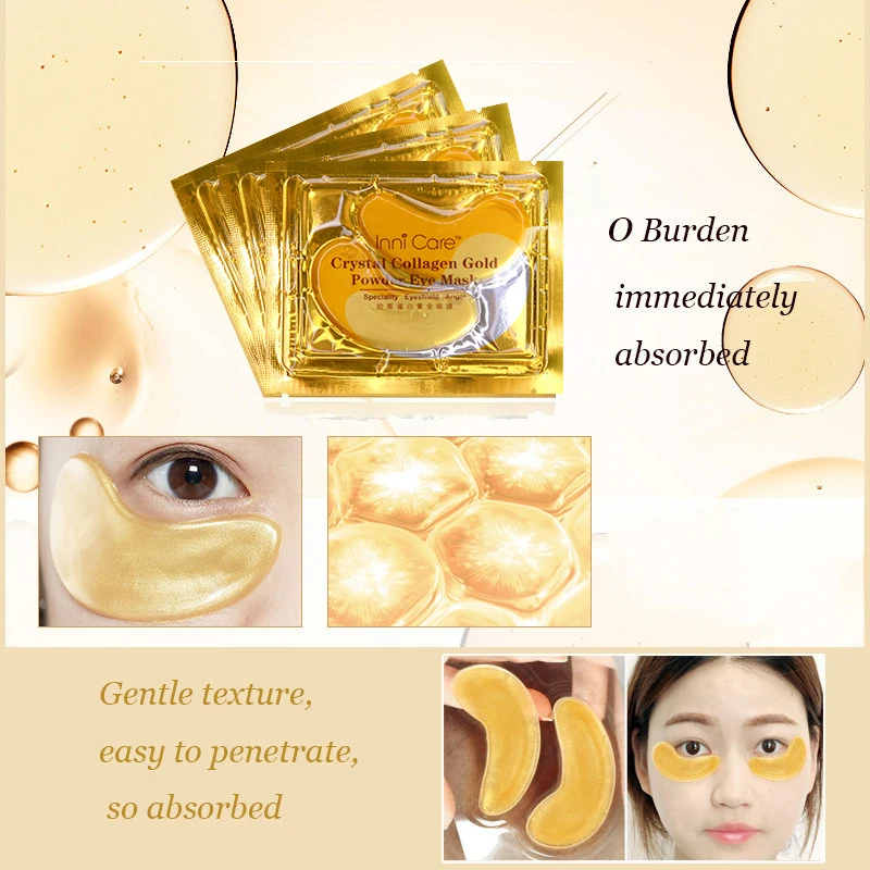 InniCare 40pcs Beauty Gold Crystal Collagen Patches For Eye Moisture Anti-Aging Acne Eye Mask Korean Cosmetics Skin Care