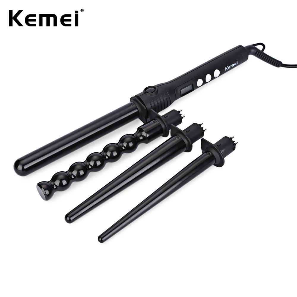 

Kemei4083 Pro 5 Interchangeable Part LCD temperature display Hair Curling Iron Machine Ceramic Hair Curler Set Multi-size Roller