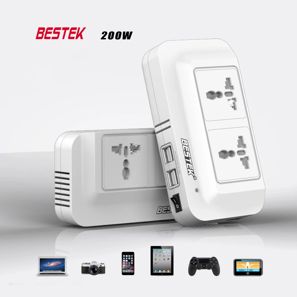 BESTEK 12 В в DC к AC 220 Авто мощность Инвертор 200 Вт преобразователь - Цена: 