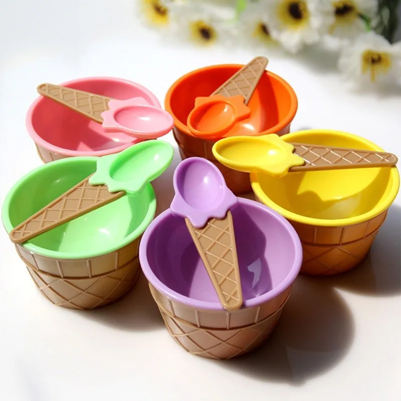 6/12 набор милые детские чаши для мороженого чашка для мороженого парные чашки для десерта миска для мороженого с ложка детские столовые приборы Bol# d