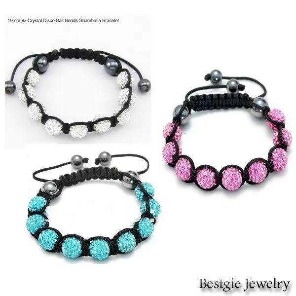 3 Mixed Colors 10mm Fashion Cz Crystal Beads Shamballa Bracelet 3 Mixed Colors 10mm Fashion Cz Crystal Beads Shamballa Bracelet Handmade Friendship Women Bracelets Free