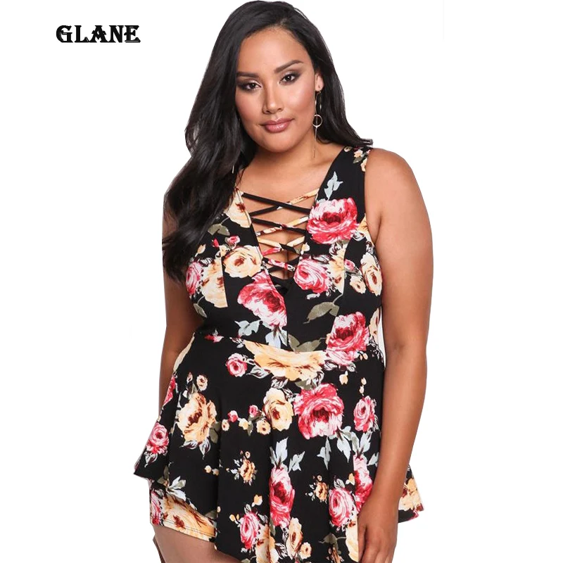 

GLANE Plus Size Women Print Push up One piece Monokini Padded Bikini Set Swimwear Bathing