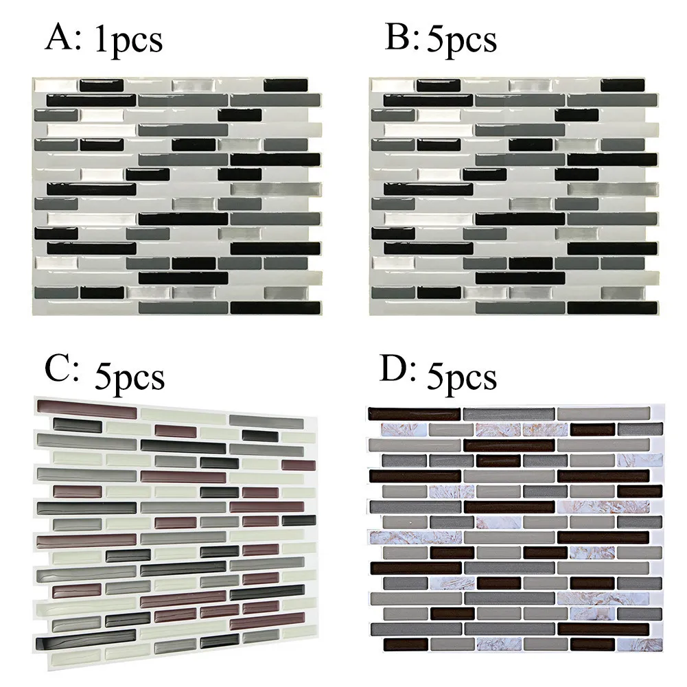 

5pcs Europe Sticker Tile Home Decor Brick Mosaic Kitchen Bathroom Foil Beauty 3D Wallpaper Decoration DIY For Living Room Porch