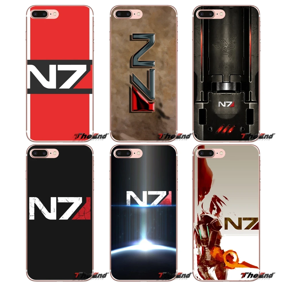Силиконовые чехлы с рисунком из аниме Mass Effect N7 для iPhone X 4 4S 5 5S 5C SE 6 S 7 8 плюс samsung Galaxy