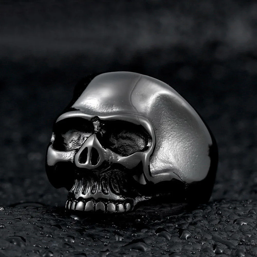 

3 Color Punk Gothic Black Titanium Steel Skull Rings Men Hip Hop Rock Ring High Polishing Male Party Jewelry Gift