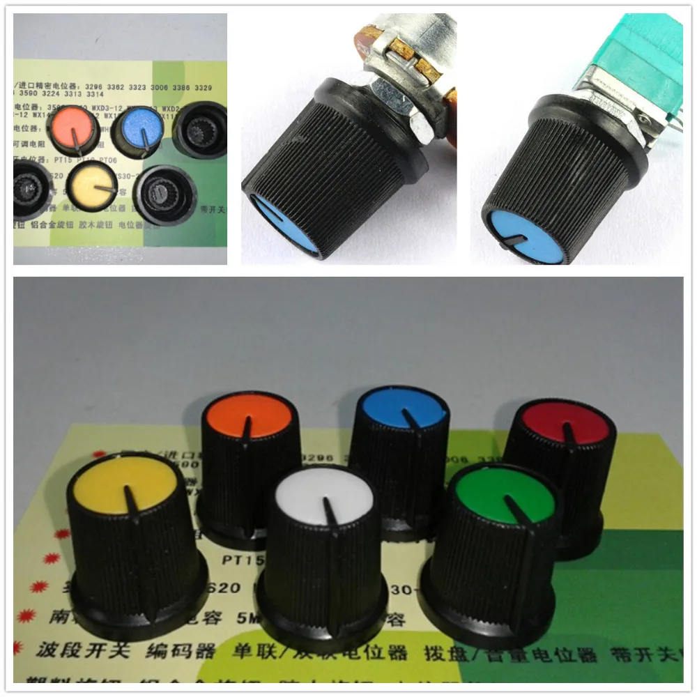 10pcs Blue Face Plastic for Rotary Taper Potentiometer Hole 6mm Black Knob Volume Control 10pcs Blue Face Plastic for Rotary Taper Potentiometer Hole 6mm Black Knob Volume Control