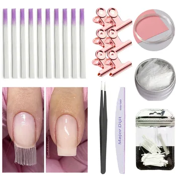 

7pcs/lot Nail Art Fiberglass for UV Gel DIY Nails Acrylic Nail Extension Tips with Clip Tweezers Filed DIY Nail Supplied Tool