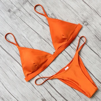 

RXRXCOCO Sexy Bikini Set 2017 Solid Swimwear Women With Pad Swimsuit Low Waist Bikini Push Up Swimming Suit Wire Free Biquini