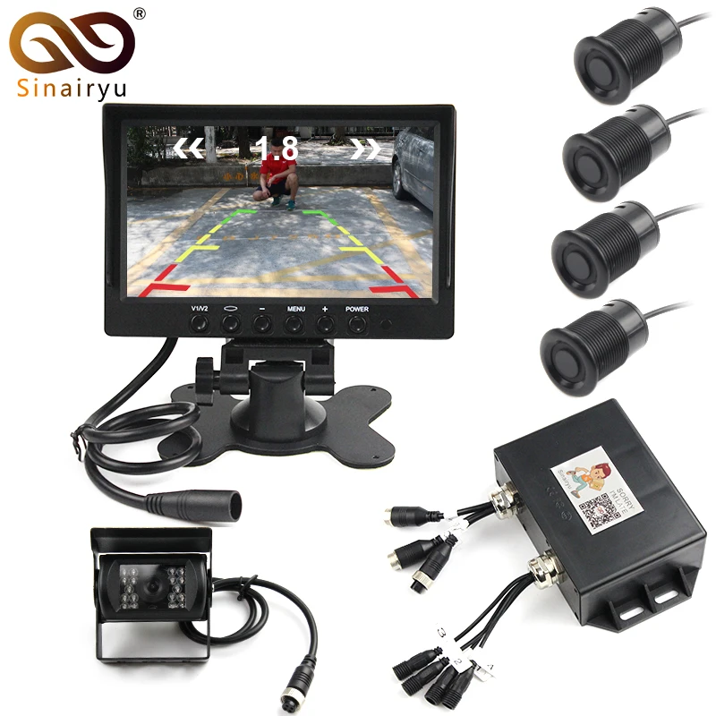 

Sinairyu DC 12V/24V 7 Inch Car Monitor with Rear View Camera and Parking Sensor For Heavy Duty Trucks and Special Vehicles BUS