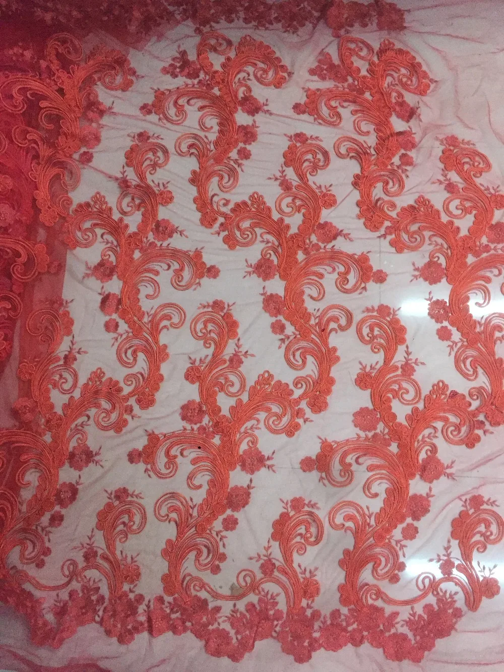 

French Tulle Lace Fabric High Quality African Net 3d Nigeria Mesh Embroidered Evening Party Dress