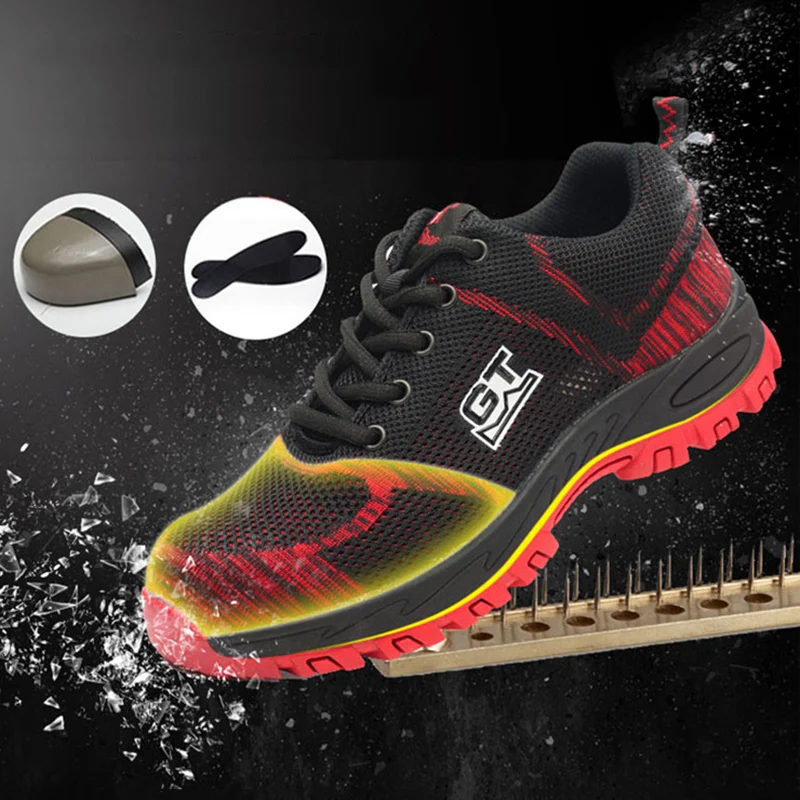 

Steel Toe Safety Shoes Men Women Summer Breathable Mesh Industrial & Construction Puncture Proof Work Shoes Protective Footwear