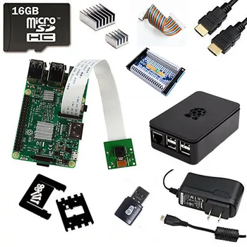 

11 in 1 New Raspberry Pi 3 Kit+Camera 5mp Pixels with Adjustable Mount +GPIO Expasion Board+ABS Case+16GB and Reader+2.5A Power