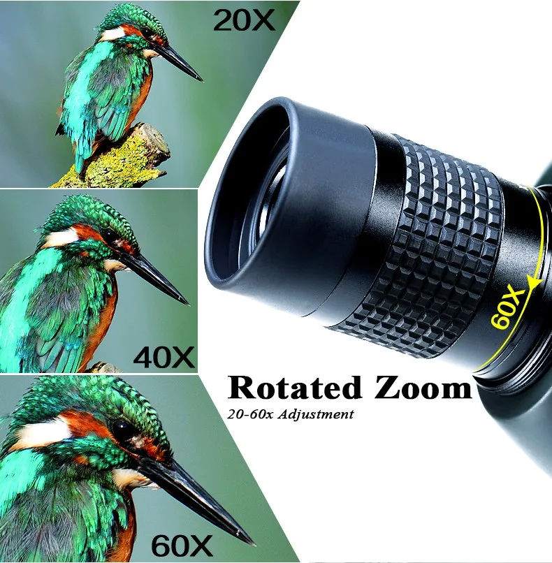 USCAMEL наблюдения за птицами водонепроницаемый Зрительная труба-20-60x60 зум монокулярный телескоп-со штативом-с камерой фотография Ada