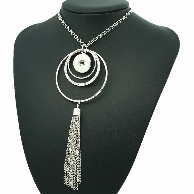 Fashion trendy Circles tassel pendant snap necklace 60cm snap jewelry