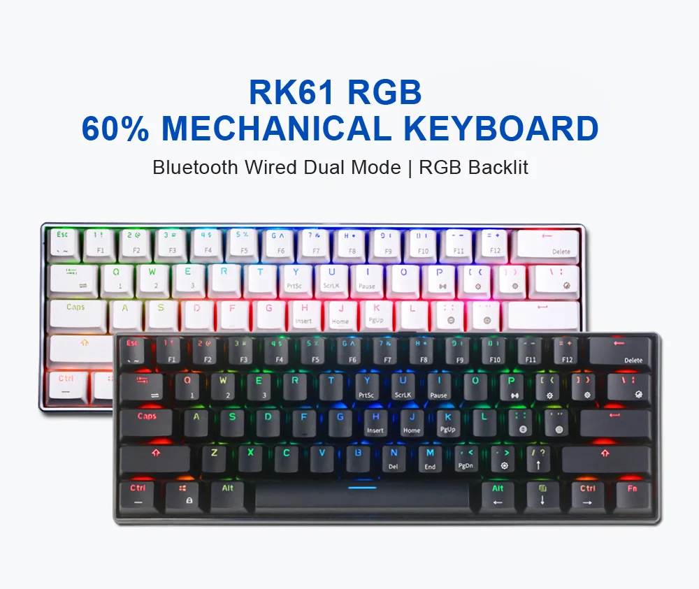 Royal Kludge RK61 эргономичная клавиатура Bluetooth двойной режим 60% RGB светильник Механическая игровая клавиатура для ноутбука планшета