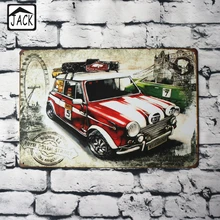 Cartel de coche rojo Vintage carteles de metal 20X30CM Placa de hierro decoración de pared placa Club Home Bar Shop GALerÍA Garage Decor