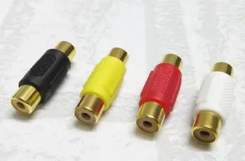 

30pcs RCA connector female to female plastic adapter golden RCA conversion head adapter lotus female straight for DVD