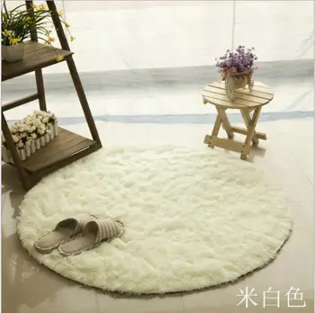 

Fluffy Round Rug Carpets for Living Room Kilim Faux Fur Carpet Kids Room Long Plush rugs for bedroom Shaggy Area Rug White