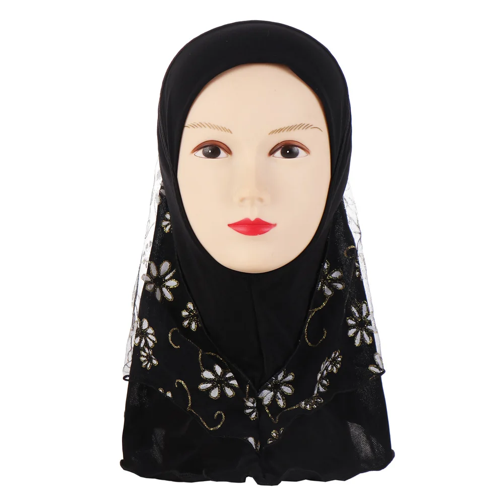 PPXX хлопковый головной платок для девочки кружевной Цветочный мусульманский платок-хиджаб головной убор для девочек Hijabs головной убор модный